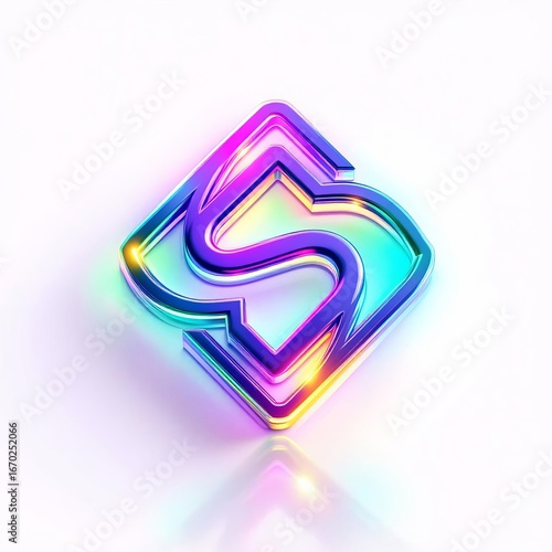 Wallpaper Mural Iridescent logo design with letter s isolated on white background in studio shot Torontodigital.ca