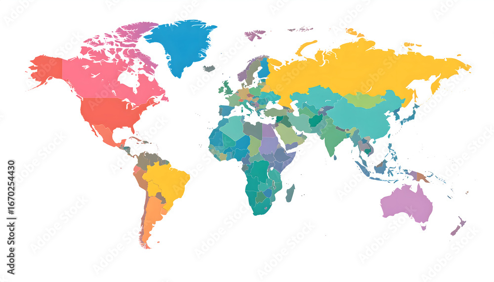 Obraz premium Colorful Pixelated World Map Illustration