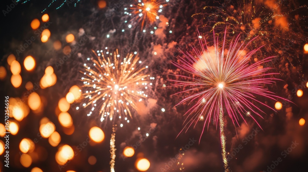 Obraz premium Firework explosion night display