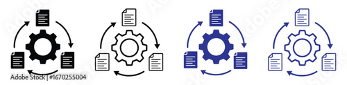 Project Documentation icon set. document setting with gear icon. standard operating procedure icon. process documentation icon. vector illustration and transparent PNG.