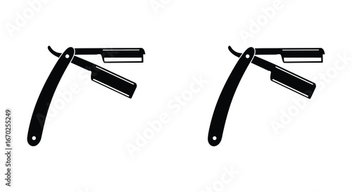 Two Straight Razors in Black and White for Barber Shops or Grooming