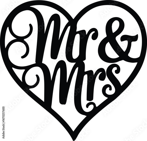 Elegant Mr and Mrs Wedding Heart Design for Invitations
