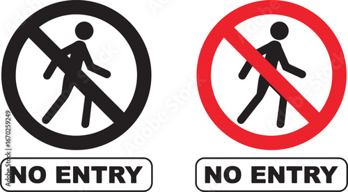 no entry, prohibition, forbidden, access denied, restricted area, warning, caution, safety, security, symbol, icon, sign, traffic sign, pedestrian, walking person, silhouette, circle, red circle, blac