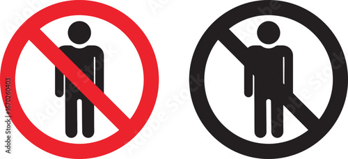 no pedestrians, prohibition, restriction, warning, safety, symbol, icon, people, person, silhouette, forbidden, banned, no entry, access denied, red circle, black circle, crossed out, traffic sign, ro