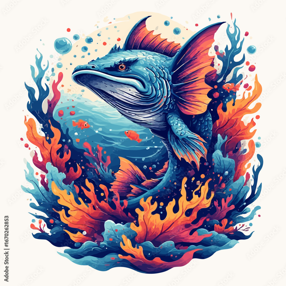 Fototapeta premium Monster Fish Design Very Cool