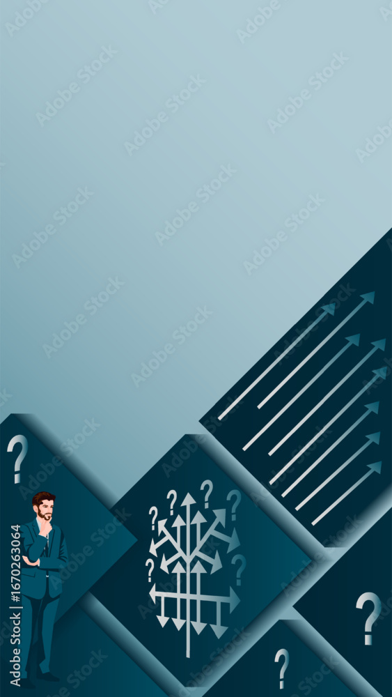 Fototapeta premium Decision tree diagram for identifying problems and opportunities in decision making process. Flat Vertical Template. Vector illustration.
