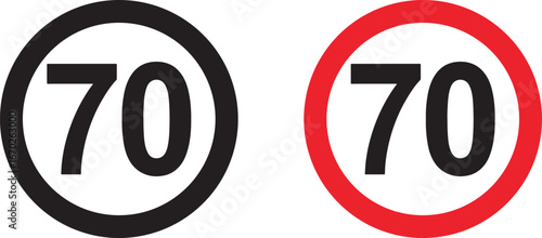 speed, limit, 70, seventy, traffic, road, sign, symbol, restriction, regulation, transportation, driving, speed limit sign, circular, black, red, white, number, information, warning, caution, prohibit