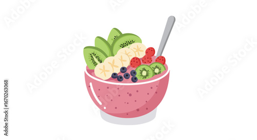 Delicious Smoothie Bowl with Fresh Fruits Healthy Breakfast Concept