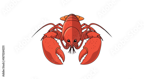 Cartoon Lobster Illustration Seafood Red Crustacean Ocean Animal Clipart