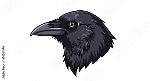 Stylized Crow Head Illustration Black Bird Profile for Logo Tattoo and Branding