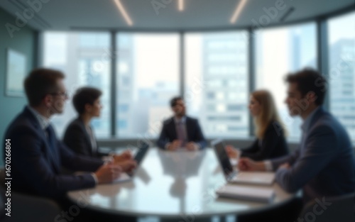 Blur office meeting blurred background with business people working group in boardroom discussion, executive seminar or professional training in enterprise. High quality. High quality