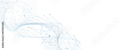 Abstract tech network connection dots. Digital technology and big data analysis background. White background with plexus lines. Geometric background with abstract meshwater splash isolated on white