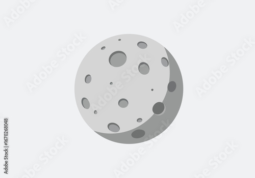 Simple Moon Illustration Flat Icon Design for Space Astronomy and Lunar Projects