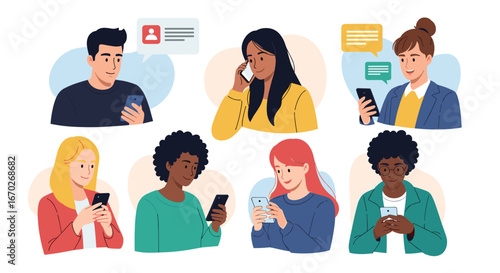 People communicating digitally through their mobile devices connecting and sharing information online