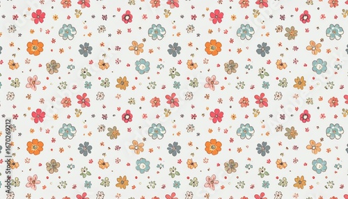 Charming HandDrawn Retro Flowers in a Muted Earthy Palette.