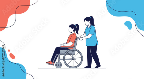 Healthcare professional assisting patient in wheelchair with compassionate care and support services