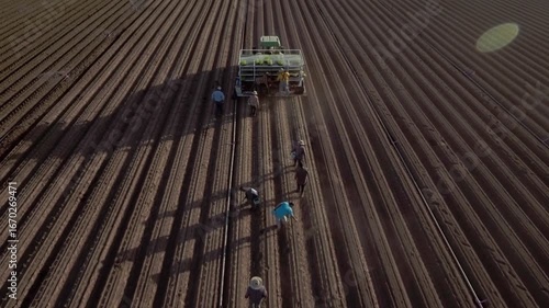 Yuma Arizona USA – 4K Drone Aerial of Irrigation and Circular Crop Fields with Tractors