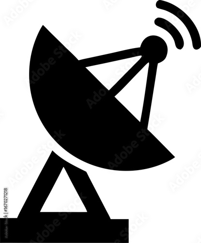 Modern satellite dish antenna icon for communication technology