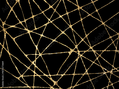 Abstract golden mesh pattern on black background. Luxurious and modern design, perfect for fashion, branding, packaging, or elegant digital artwork. Vector