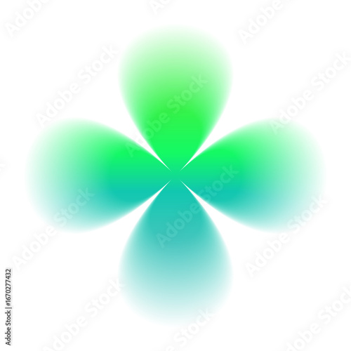 Gradient flower shape. Clover. Y2K colorful floral icon with soft glow and blurred edges isolated on white. Trendy blurry figure for design, sticker, poster, social media. Vector illustration.