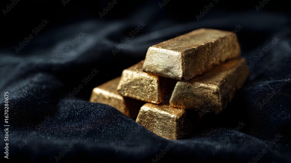 A stack of gleaming gold bars on dark velvet long title A stack of lustrous golden bars resting on a plush dark velvet surface evoking a sense of A stack of gleaming gold bars on dark velvet long title A stack of lustrous golden bars resting on a plush dark velvet surface evoking a sense of