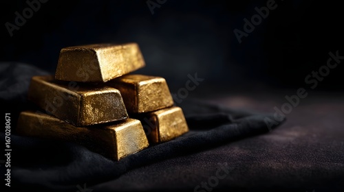Wallpaper Mural Stacked gold bars on black velvet a scene of wealth and luxury Torontodigital.ca