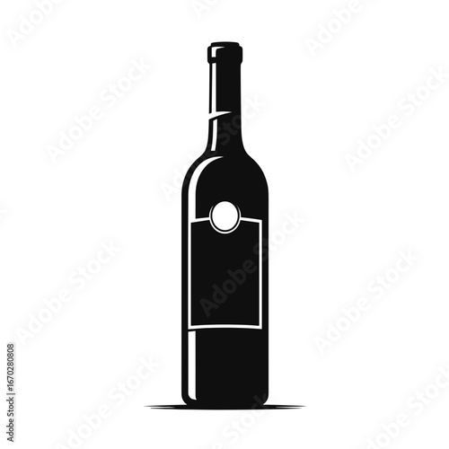 Wine bottle in silhouette style for alcoholic beverages