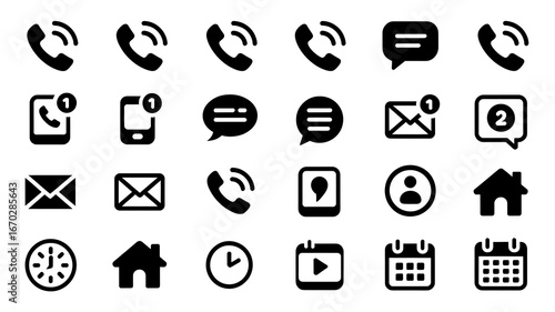 Collection of communication and technology icons for digital use
