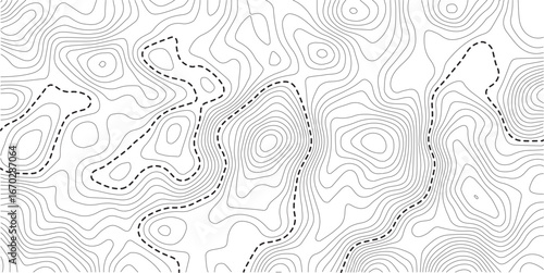 The stylized height of the topographic map contour in lines and contours isolated on transparent. Black and white lines seamless Topographic map patterns, topography line map. Vintage outdoors style. 