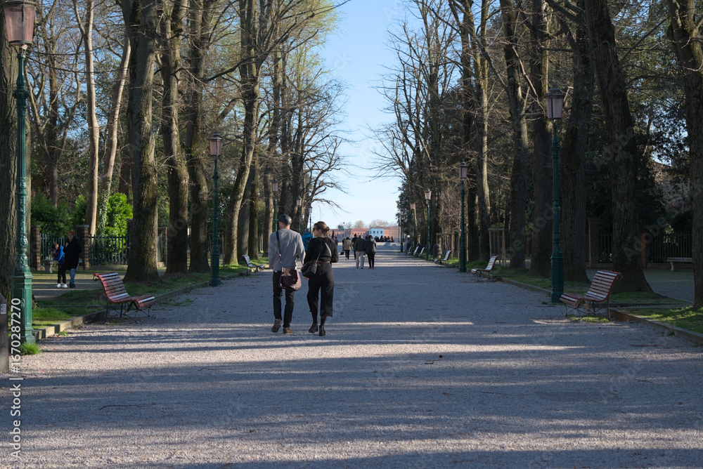 People walking on Viale Giuseppe Garibaldi in Venice People walking on Viale Giuseppe Garibaldi in Venice