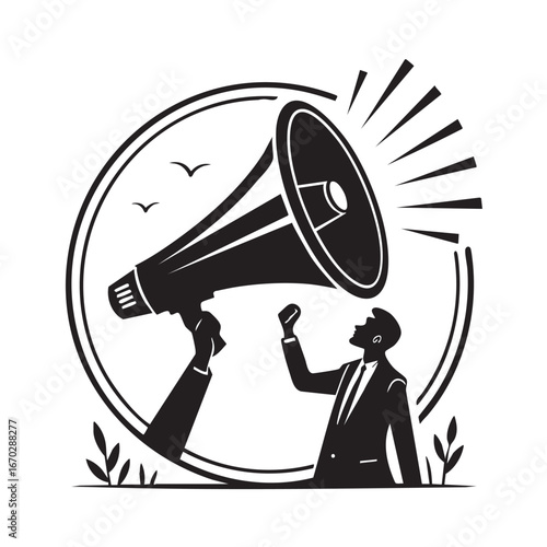 Flat Loudspeaker Vector Silhouette