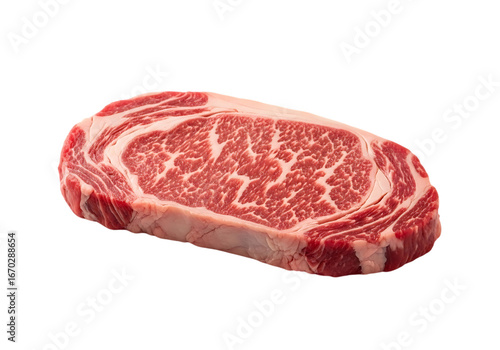 Raw marbled beef steak isolated on transparent background