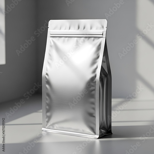 Silver food packaging mockup