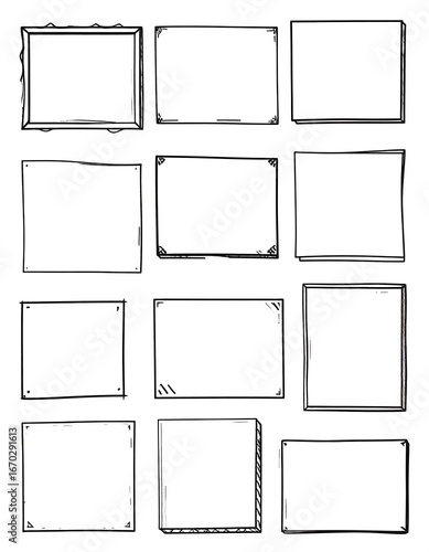 Various hand-drawn rectangular frames