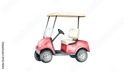 Watercolor golf cart illustration