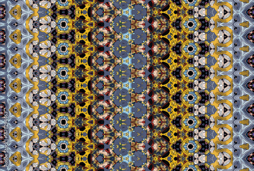 Seamless Luxury Graphic Textile Art Template Perspective Design Decoration Tile Texture Symmetric Endless Fashion Background Cloth Geometric Digital Shape Wallpaper Visual Interior Fabric Pattern.