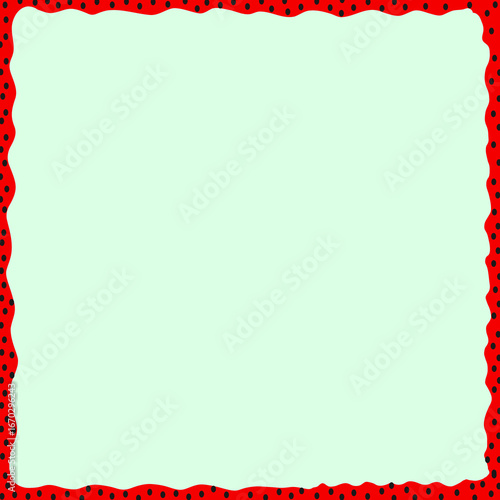 Template strawberry rim with green background 