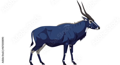 Illustration of a sable antelope, a species of African antelope.