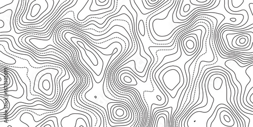 Topographic map background. Geographic line map with elevation assignments. Contour background geographic grid. Vector illustration.