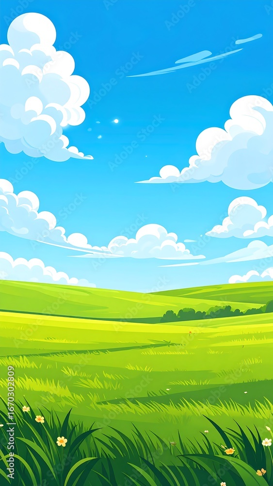 Obraz premium Sunny, grassy landscape