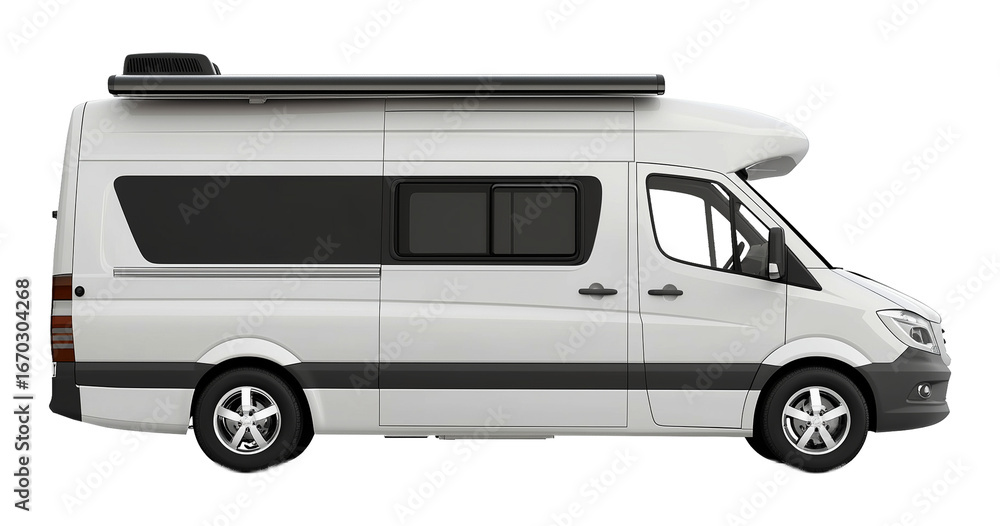 Naklejka premium Camper Travel Van Side View Isolated on Transparent Background PNG