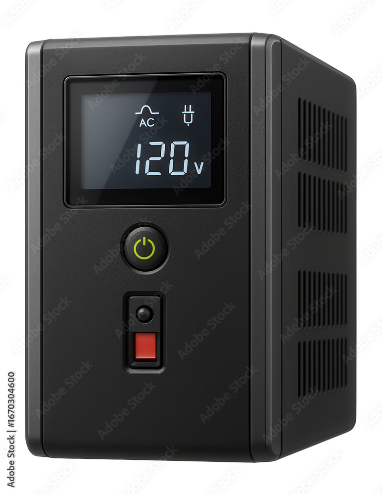 Fototapeta premium Line-interactive UPS with LCD display and black matte finish for server racks