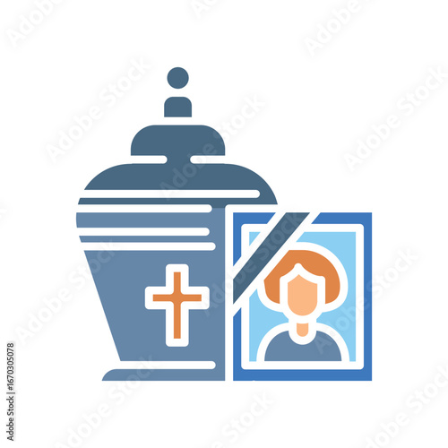 
cremation urn black line icon.