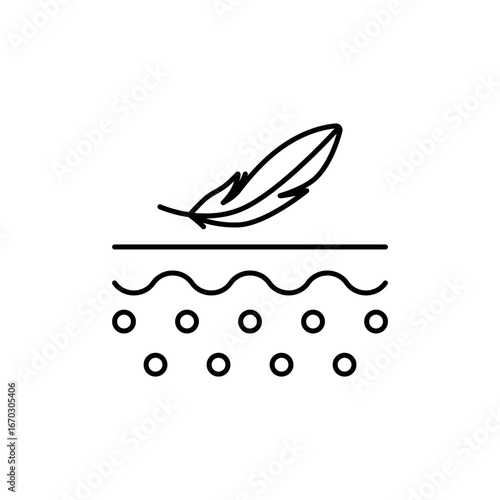 Soft skin icon editable stroke. Cosmetics for sensitive skin. Feather on a skin layer