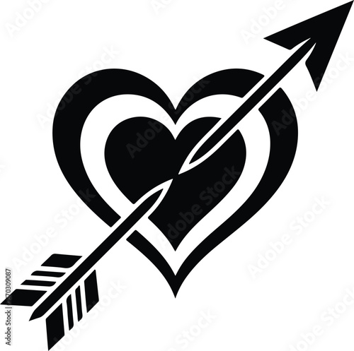 Heart pierced by arrow for love and Valentines
