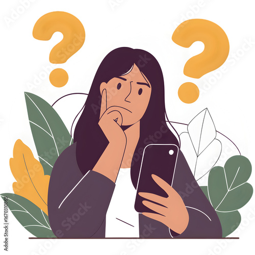 young woman with question mark