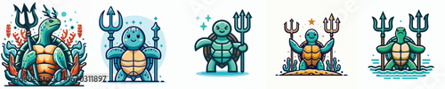 vector of a turtle with a trident
