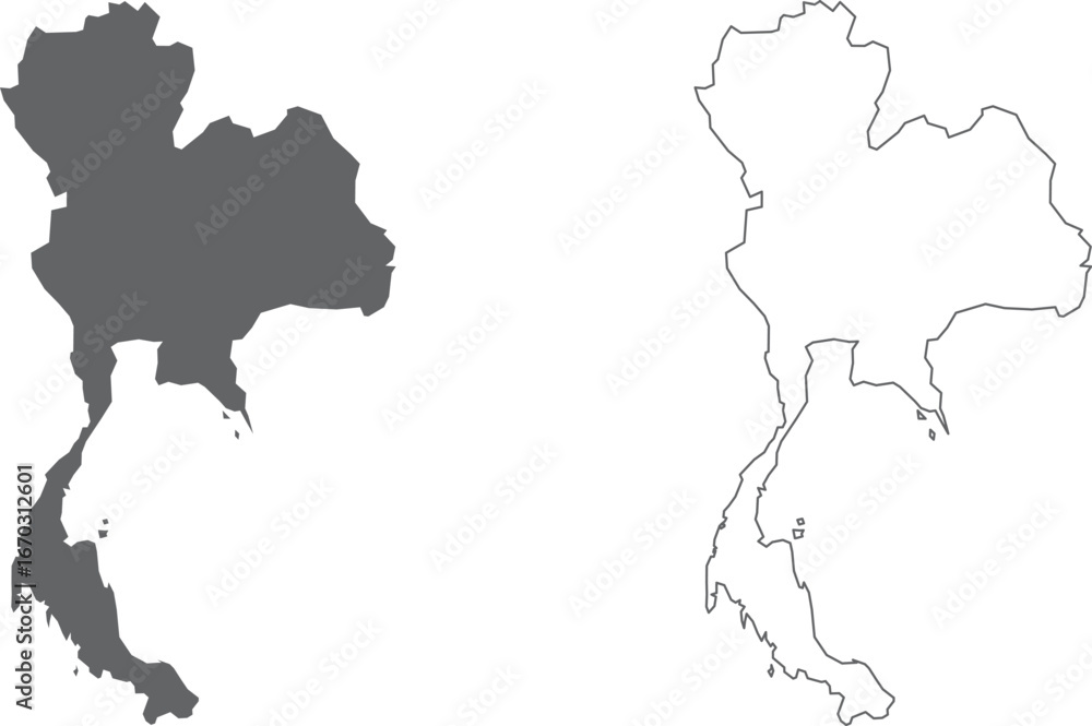 Obraz premium vector illustration of simple abstract map of Thailand