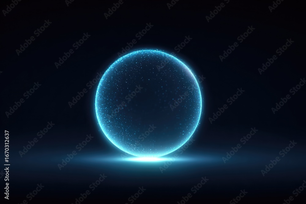 Obraz premium Glowing sphere illuminates dark background, creating an ethereal