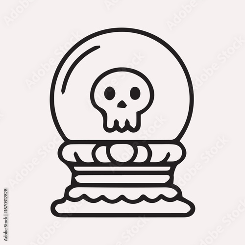 Skull inside crystal ball on decorative stand fortune telling divination